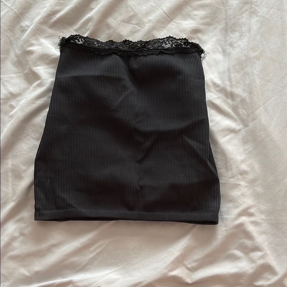 Urban Outfitters Black Ribbed Tube Top with Lace
